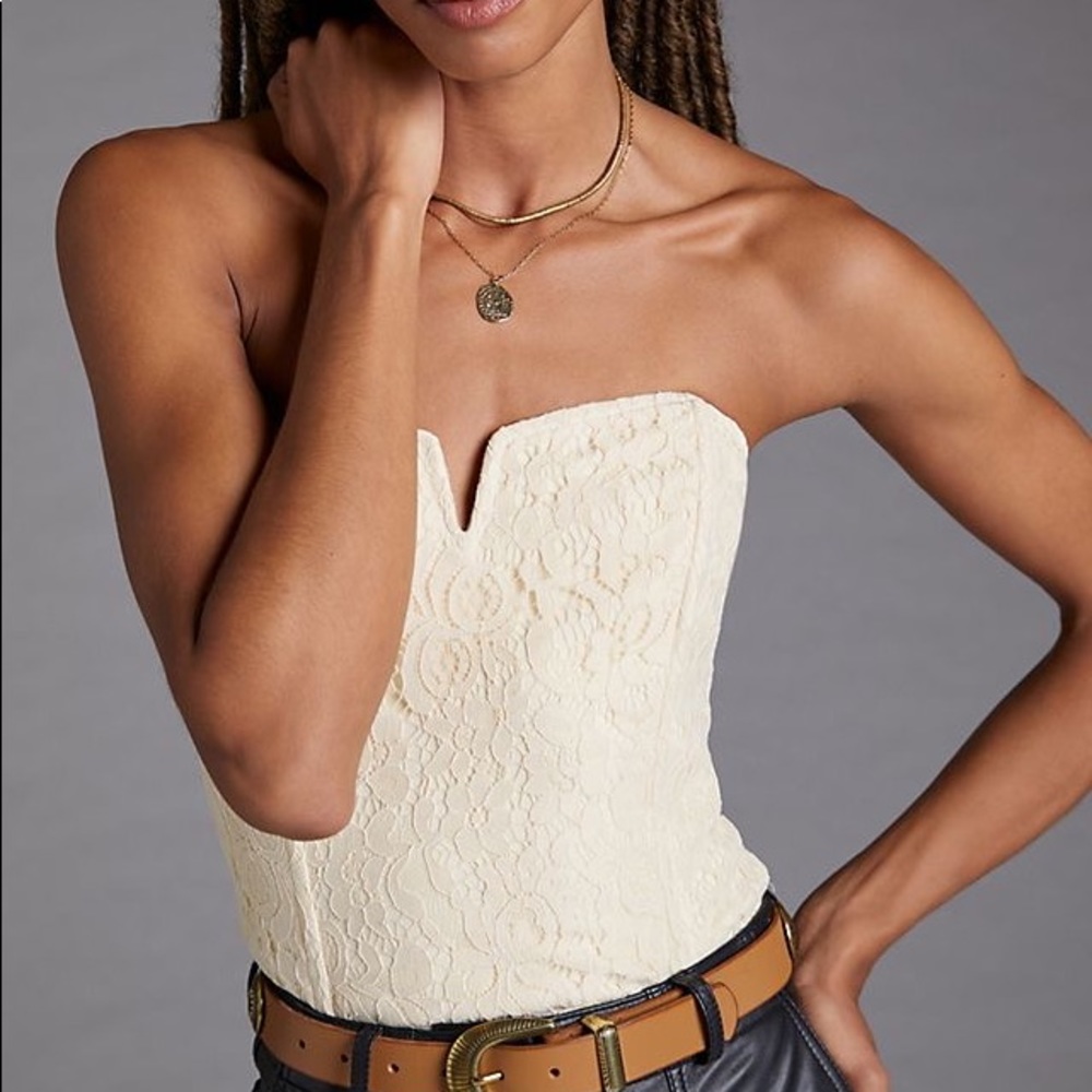 Anthropologie Cream Lace Tube Top